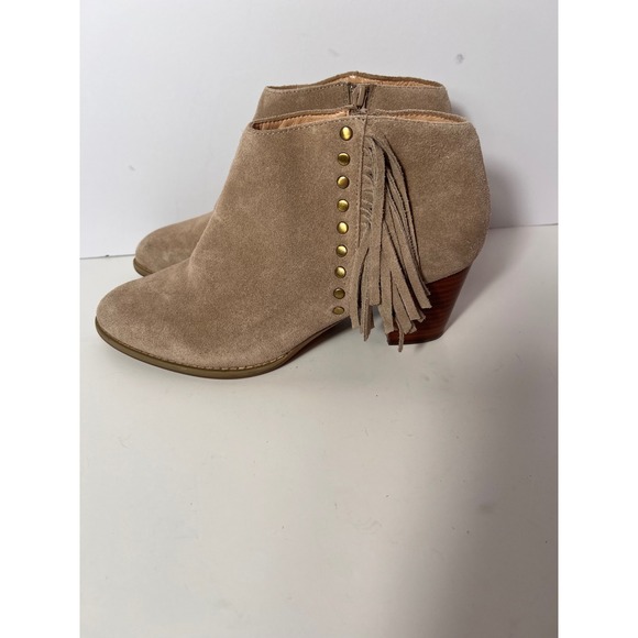 Vionic Suede Ankle Boots Fringe Studded Accents Tan Women's Size 9.5 - Picture 5 of 9
